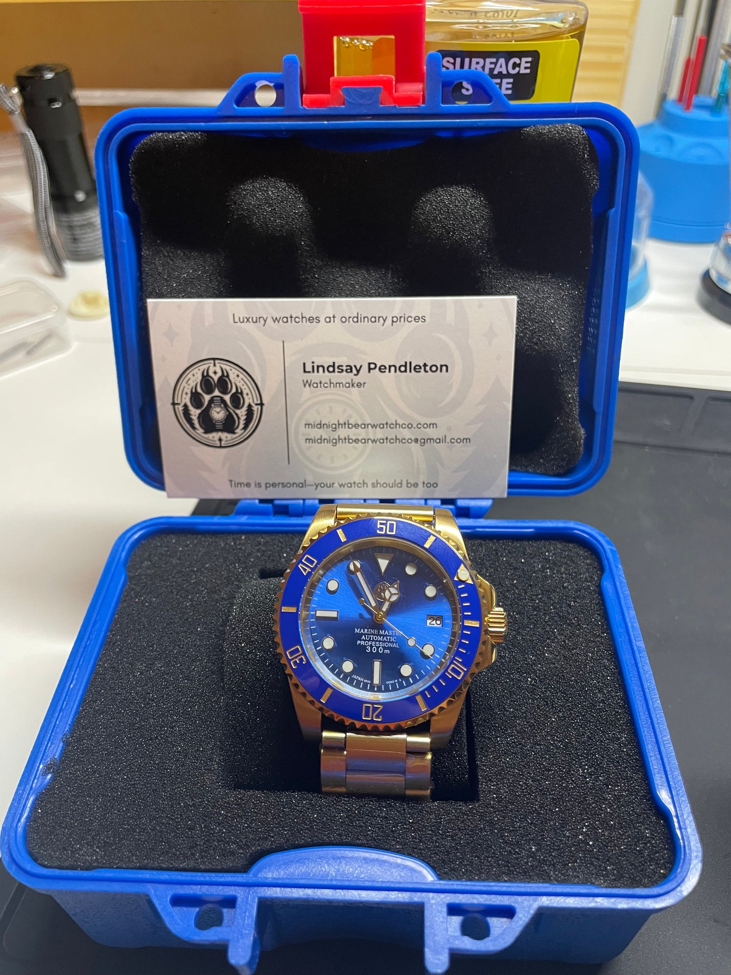 Custom Blue and Gold Dive Watch