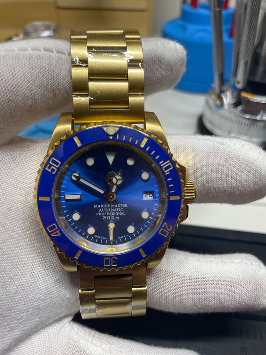 Custom Blue and Gold Dive Watch