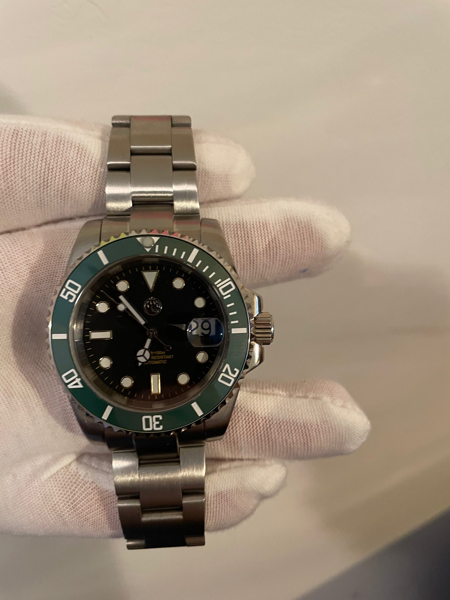 40mm Green and Black Stainless Steel Quartz Dive Style Watch