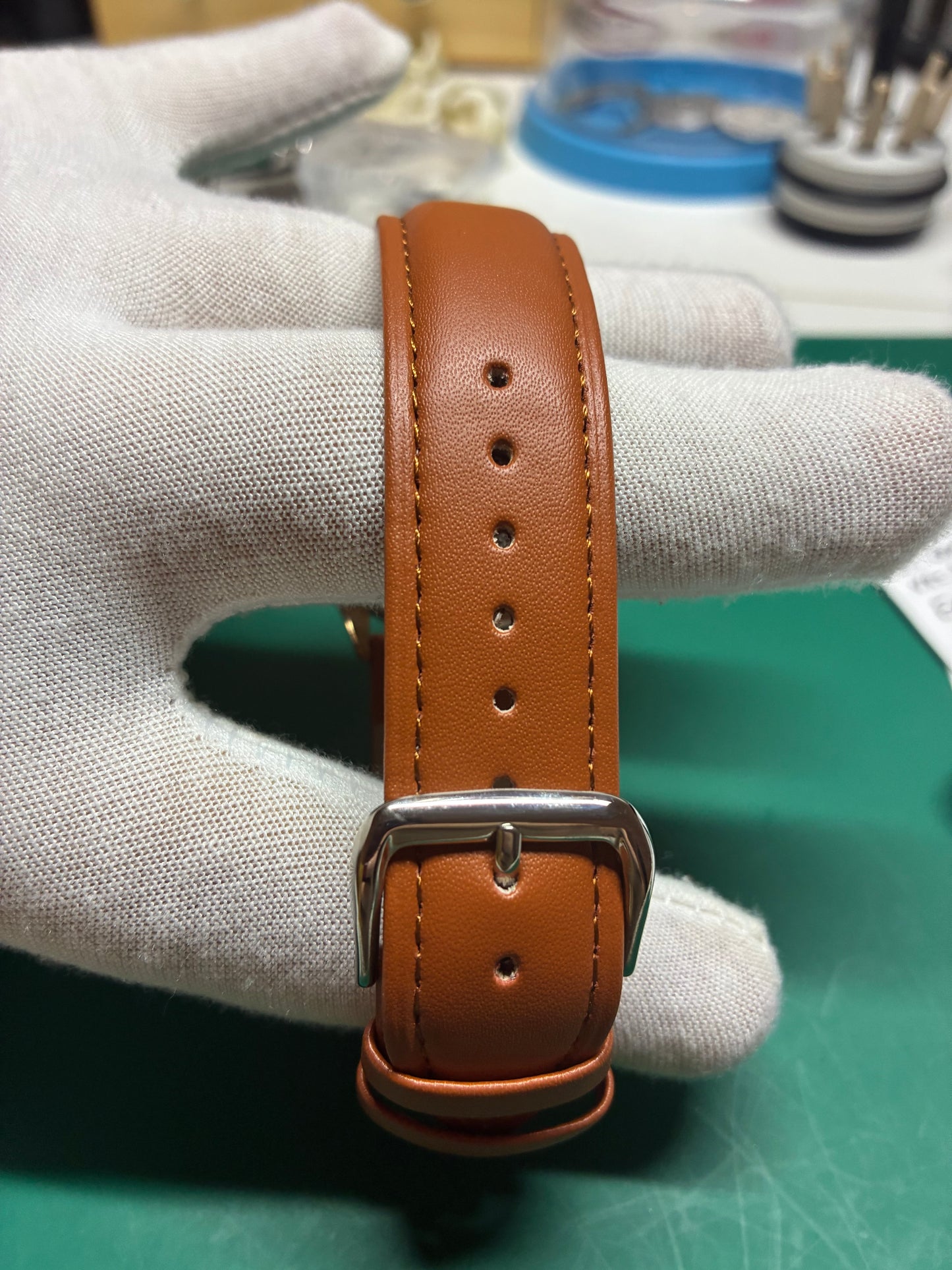 Midnight Bear Watch Co. 42mm Rose Gold Tone Manual Wrist Watch Blue Dial