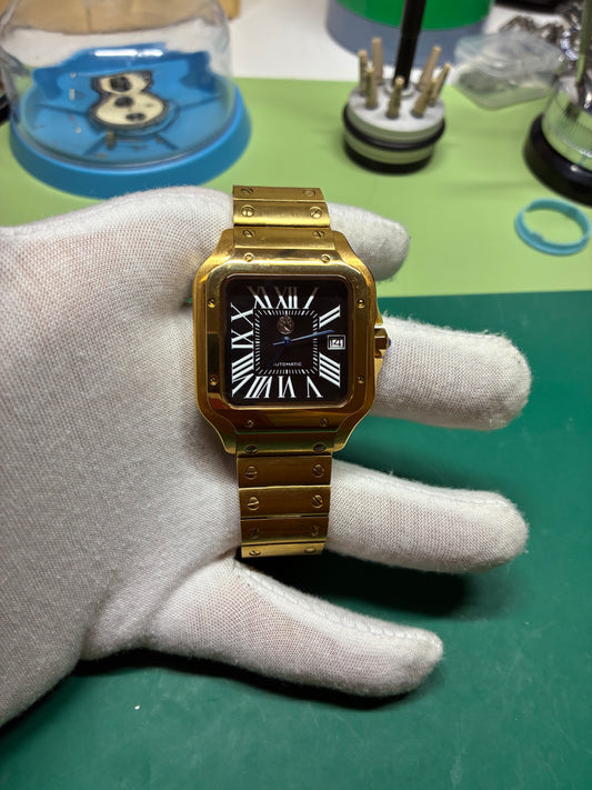 Midnight Bear Watch Co. Gold Tone Tank Automatic Watch Japan Movt